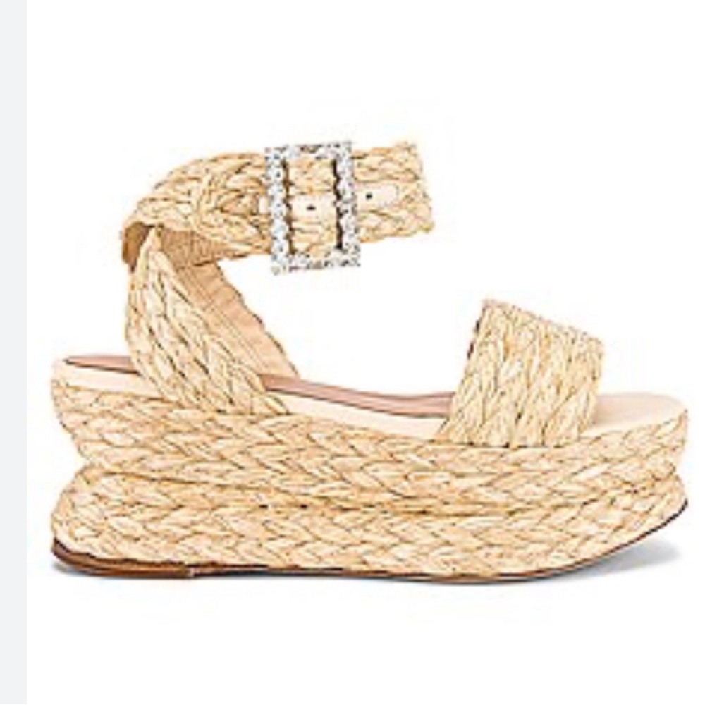 Paloma Barcelo Cream Braided Platform Sandals
